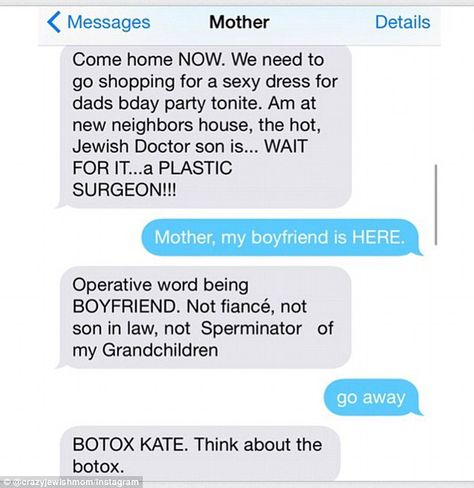 Woman turns text messages from her 'Crazy Jewish Mom' into a sensation #dailymail Text Messages Mom, Kate Siegel, Mom Texts, Message Mom, Flirting Quotes For Her, Flirting Texts, Flirting Tips For Girls, Fun Texts, Flirting Humor