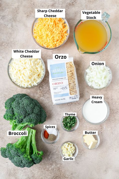 This broccoli cheddar orzo is an easy one pot meal! It's creamy, cheesy, and loaded with tender broccoli. It's perfect as a weeknight dinner on its own, or an easy side dish for roasted chicken or seared salmon! Creamy Broccoli Orzo, Orzo Broccoli Cheese, Cheesy Broccoli Orzo, Cheddar Broccoli Orzo, Chicken Broccoli Orzo, Broccoli Cheddar Orzo, Cheddar Orzo, Broccoli Orzo, Broccoli Dishes