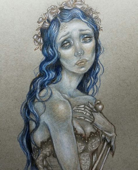 Corpse Bride realistic Emily Corpse Bride Drawing, Corpse Bride Sketch, Corpse Bride Fan Art, Corpse Bride Drawing, Bride Fan, Corpse Bride Tattoo, Tim Burton Drawings, Corpse Bride Art, Horror Tattoos