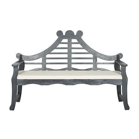 Patio Benches, Grey Benches, Wooden Garden Benches, Patio Bench, Wood Patio, Beige Cushions, Classic Outdoor, Traditional Garden, Garden In The Woods