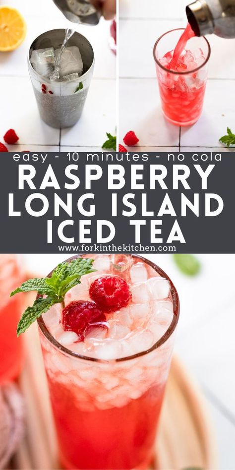 Raspberry Long Island Iced Tea Recipe, Long Island Iced Tea Recipe Pitcher, Long Island Iced Tea Recipe Easy, Long Island Iced Tea Recipe, Long Island Tea, Long Island Iced Tea Cocktail, Raspberry Iced Tea, Iced Tea Cocktails, Iced Drinks Recipes