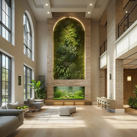 Interior design green wall living wall double height lobby Double Height Tv Wall Design, Interior Design Green Wall, Double Height Wall Design, Lobby Wall Design, Waiting Area Design, Interior Design Green, Law Firm Design, Double Height Lobby, Interior Design Presentation Boards