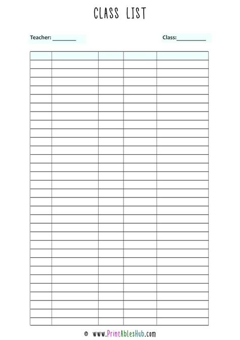 Class List Template, Free Printables Organization, Class List, First Year Teaching, School Printables, Blank Form, List Printable, Printable Templates, List Template