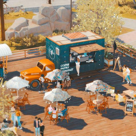 Food Truck Sims 4, Sims 4 Waffle House, Sims 4 National Park, Sims 4 Del Sol Valley Lots, Sims 4 Teen Hangout Lots, Sims 4 Bar Build, Sims 4 Coffee Cc, Sims 4 Park Ideas, Sims 4 Bowling Alley