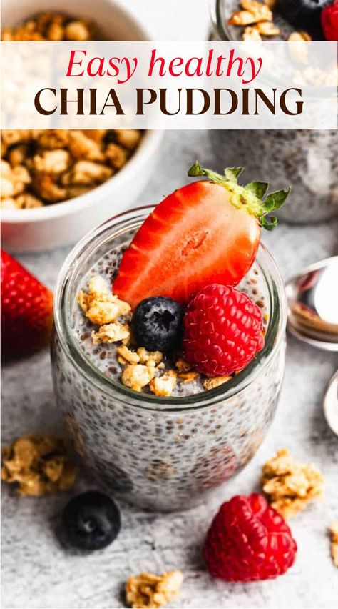 Close-up of chia pudding with berries and granola, ready for a healthy meal or snack. Healthy Chia Pudding Recipe, High Protein Chia Pudding, Easy Chia Pudding, Healthy Chia Pudding, Protein Chia Pudding, Seasonal Meal Planning, Breakfast Shakes Protein, Chia Pudding Recipes Healthy, Chia Pudding Recipe