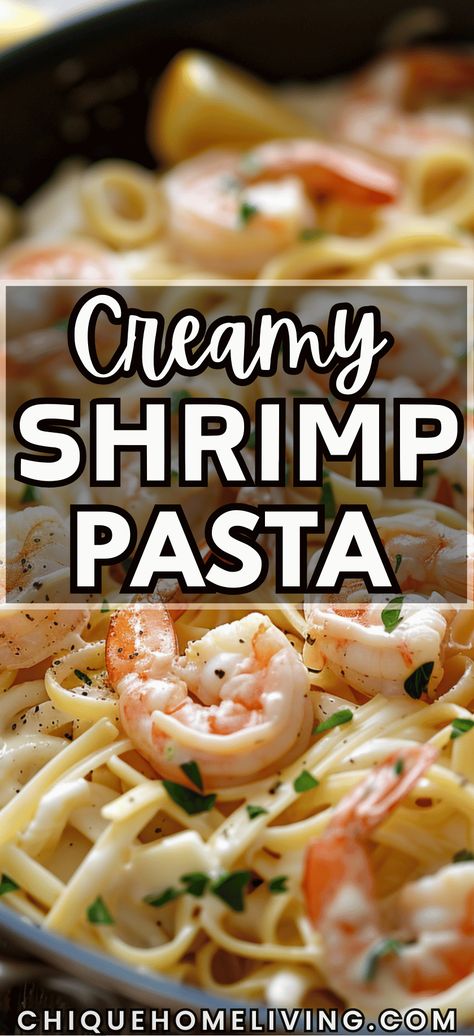 Craving a quick and delicious dinner? Learn how to make the best creamy shrimp pasta in under 30 minutes! This easy recipe combines succulent shrimp, rich Parmesan cream sauce, and your favorite pasta for a mouthwatering meal. Perfect for busy weeknights or a special dinner, this dish is full of flavor and super simple to prepare. Fettucini Alfredo Recipe Shrimp, Shrimp And Pasta Recipes, Alfredo Pasta Recipes Easy, Fettucini Alfredo Recipe, Shrimp Alfredo Pasta Recipes, Easy Shrimp Pasta, Shrimp Pasta Recipe, Bbq Party Food, Easy Shrimp Scampi