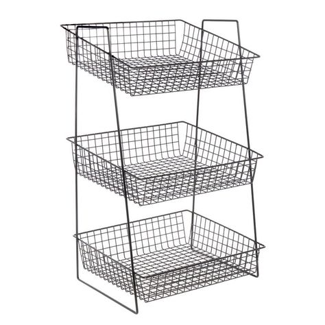 AmazonSmile: 3 Tier Merchandising Rack, Black - 16"L x 13 1/2"W x 27H: Industrial & Scientific 3 Tier Basket Stand, Tiered Basket Stand, Yummy Waffles, Snack Display, Coffee Dispenser, Snack Station, Basket Stand, Bushel Baskets, Display Basket