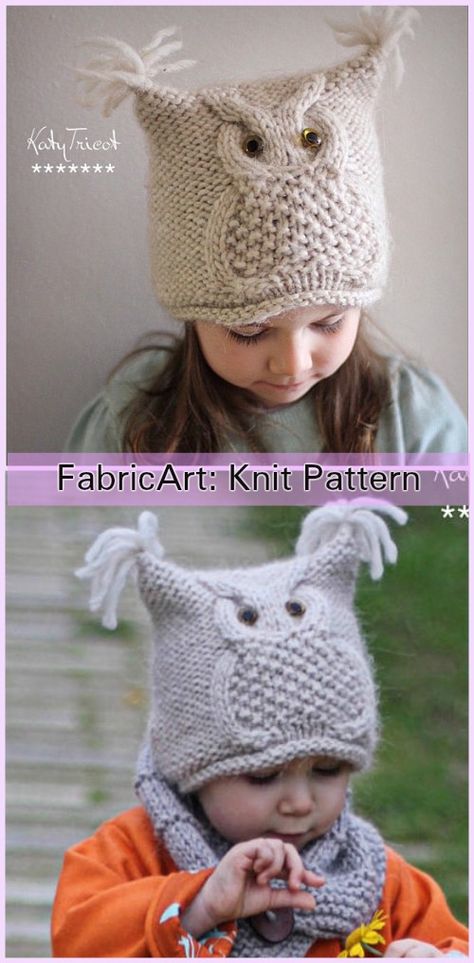 Knit Kids Owl Hat Patterns - Owl Hat Knitting Pattern "Chouette" Hat Knitting Patterns Free, Owl Knitting Pattern, Kids Hats Patterns, Baby Hat Knitting Patterns Free, Knitted Owl, Kids Knitting Patterns, Baby Hat Knitting Pattern, Knitted Hats Kids, Hat Patterns Free