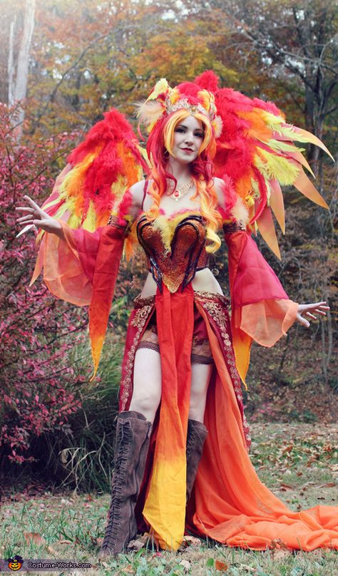 Phoenix Costume Phoenix Costume Women, Pheonix Outfits, Pheonix Cosplay, Bird Costume Women, Phoenix Outfits, Fire Birthday, Phoenix Dress, Fairy Costume Women, Fire Queen