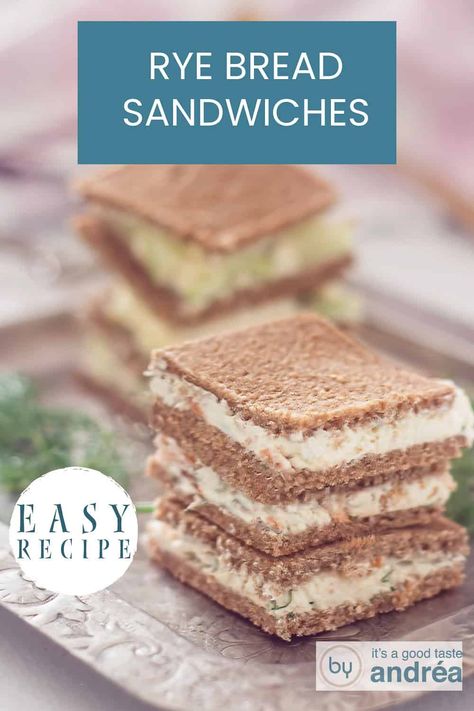 Two staples with rye bread sandwiches stuffed with cream cheese, smoked salmon and cucumber. A text: easy recipe, rye bread sandwiches Cream Cheese And Cucumber, Rye Bread Sandwiches, Cucumber Cream Cheese, Salmon Cream Cheese, Best Sandwich Recipes, Special Occasion Food, Summer Recipe, Simple Dinner, Quick Lunch