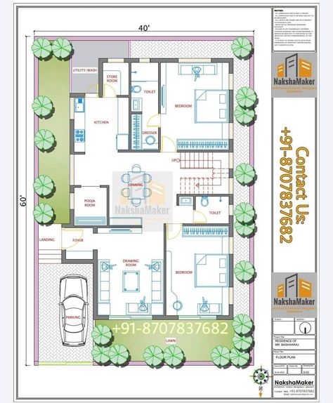 35×40 House Plan East Facing, Residential Plan, Home Map Design, 30x50 House Plans, Drawing House Plans, Double Storey House Plans, 20x40 House Plans, Duplex Floor Plans, 2bhk House Plan