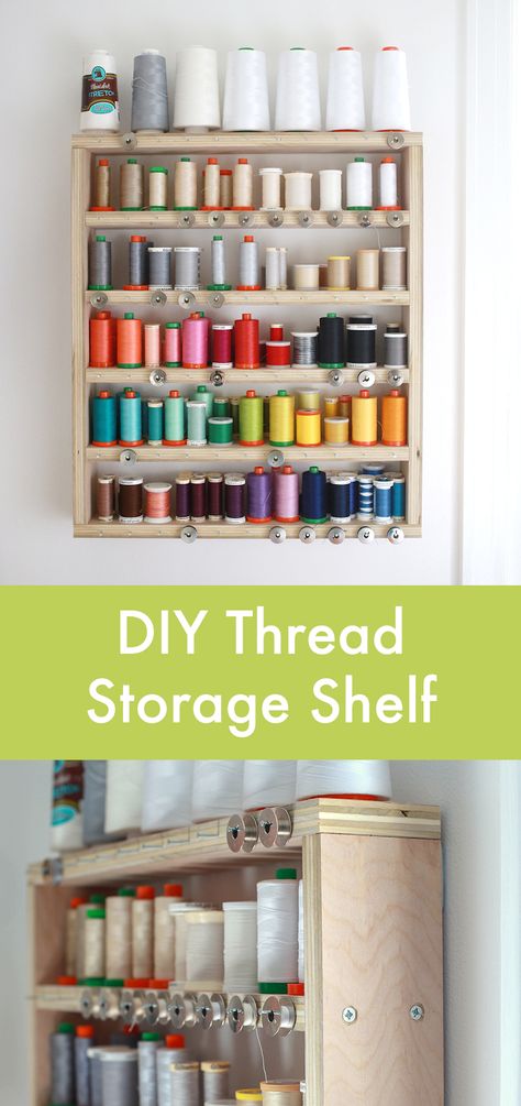 In Color Order: My DIY Thread Storage Shelf Sewing Tools Storage, Studio Remodel, Sewing Room Inspiration, Apartment Hacks, Thread Organization, Quilting Blogs, Thread Storage, Diy Budget, Dream Craft Room