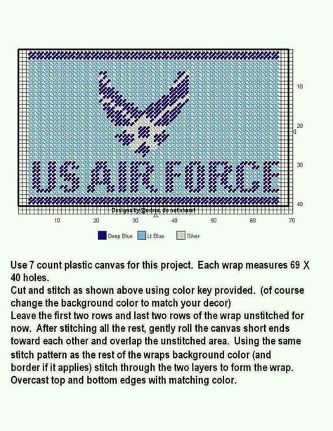 WRAP * US AIR FORCE by DESIGNS BY @NDREA Free Plastic Canvas Patterns, Free Plastic Canvas, Plastic Canvas Box Patterns, Can Koozie, Plastic Canvas Coasters, Check Book, Cross Stitch Boards, Plastic Canvas Ornaments, Checkbook Covers