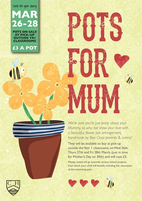 Pick a pot for mum - with labels you could personalise Mothers Day Fundraising Ideas, Small Fundraiser Ideas, Mothers Day Plants, Note Card Template, Fall Landscaping, Pta Fundraising, Open When Letters, Small Palms, Handmade Plant