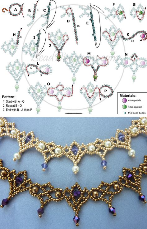 White Beaded Corset Top, Beaded Netting Patterns Lace Necklace, Bead Weaving Necklace, Seed Bead Jewelry Patterns Tutorials, Beading Necklace Patterns, Seed Bead Patterns Tutorials, Cute Bead Bracelet Ideas, Bead Necklace Patterns, Things To Make With Beads