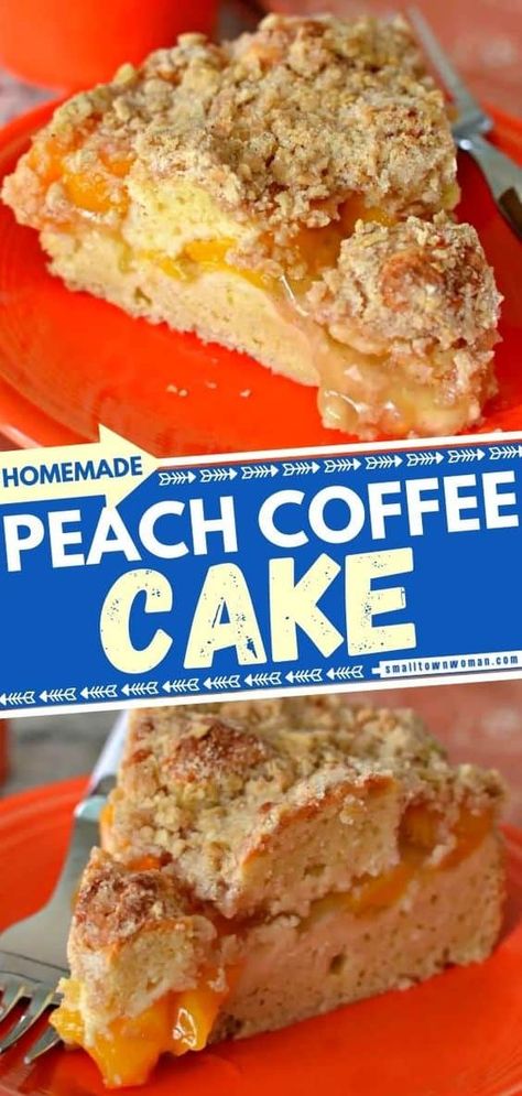 Oatmeal Crumb Topping, Homemade Cake Recipe, Peach Coffee Cake, Peach Coffee, Coffee Cake Recipes Easy, Oatmeal Toppings, Peach Pie Filling, Peach Recipes, Sour Cream Coffee Cake