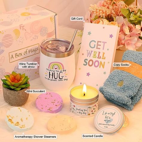 #get well #self care #gift basket #for women #gifts for her #thinking of you gifts #gifts for best friend #self love gifts Get Well Soon Gift Basket, Get Well Soon Basket, Get Well Baskets, Sick Gift, Girly Gifts Ideas, Get Well Gift Baskets, Feel Better Gifts, Surgery Gift, Hug Gifts