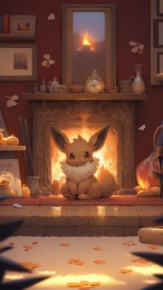 Beautiful Abandoned Places, Eevee Wallpaper, Eevee Cute, Cool Pokemon Wallpapers, Pokemon Eeveelutions, By The Fireplace, Eevee Evolutions, Cute Pokemon Pictures, Pokemon Eevee