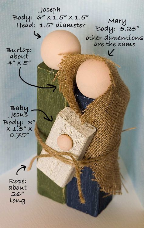 These are sooooo cute and look really easy to make!  Would be a cute Sunday School project for kids to make and take @Lisa Eck @Laura Bridges #kidmin #children's ministry #Sunday School #Christmas Ideas #Christmas Ideas for Kids Wooden Nativity, Nativity Crafts, Diy Simple, Craft Night, Holy Family, Christmas Nativity, Noel Christmas, Xmas Crafts, Christmas Joy