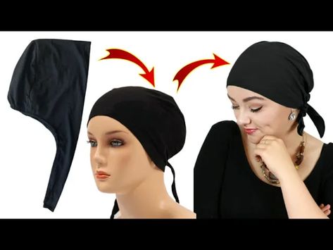 Hijab Inner Cap Pattern, Hijab Inner Cap Tutorial, Under Hijab Cap Tutorial, How To Make Hijab Caps, Inner Cap For Hijab, Hijab Topi, Hoody Style, Hijab Inner, Hijab Turban Style