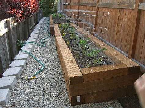 Railroad ties... Landscaping With Railroad Ties, Railroad Ties Landscaping, Yard Trellis, Sleepers In Garden, Railroad Tie, Railroad Ties, Garden Boxes Diy, Planter Garden, Picture Window