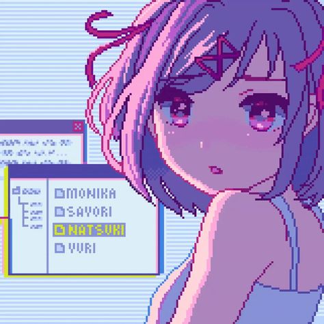 Piskel Art, Arte 8 Bits, Cool Pixel Art, Pixel Art Characters, Anime Pixel Art, 5 Anime, Doki Doki, Literature Club, Horror Game