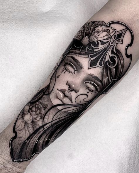 Leg Sleeve Tattoos, Leg Tattoo Ideas, Tattoo Sleeve Filler, Face Tattoos For Women, Girl Face Tattoo, Diamond Tattoos, Tattoos For Women Flowers, Goddess Tattoo, Mask Tattoo