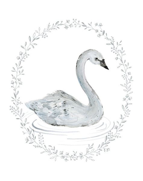 Swan Art Print - 11x14 Swan Art, Swan Print, White Swan, Watercolor Drawing, Original Illustration, White Paper, Swimming, Art Print, Water