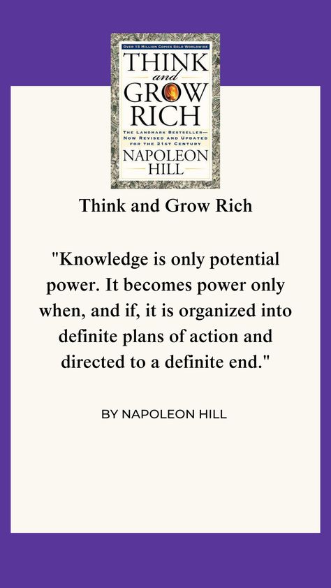 "Think and Grow Rich" by Napoleon Hill outlines principles of personal and financial success. Key concepts include desire, faith, Auto Suggestion, Specialized Knowledge, Imagination, Decision, persistence, Organized Planning, and the power of the mastermind.#ThinkAndGrowRich #NapoleonHill #Success #PersonalDevelopment #FinancialFreedom #Desire #Faith #Persistence #Mastermind Think And Grow Rich Quotes, Auto Suggestion, Rich Quotes, Think And Grow Rich, Napoleon Hill, Organization Planning, Financial Success, Wise Quotes, Financial Freedom