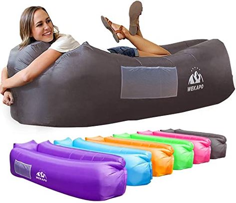 Amazon.com : Wekapo Inflatable Lounger Air Sofa Hammock-Portable, Water Proof& Anti-Air Leaking Design-Ideal Couch for Backyard Lakeside Beach Traveling Camping Picnics & Music Festivals Camping Compression Sacks : Sports & Outdoors Air Couch, Inflatable Hammock, Mattress Ideas, Camping Gift Ideas, Compression Sacks, Inflatable Couch, Music Festival Camping, Car Cleaning Supplies, Air Lounge