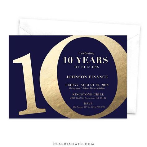 Business Anniversary Party, Business Anniversary Ideas, Anniversary Party Themes, 10th Wedding Anniversary Party, Anniversary Logos, Elegant Layout, Wedding Anniversary Party Invitations, 30th Birthday Ideas For Women, Business Anniversary