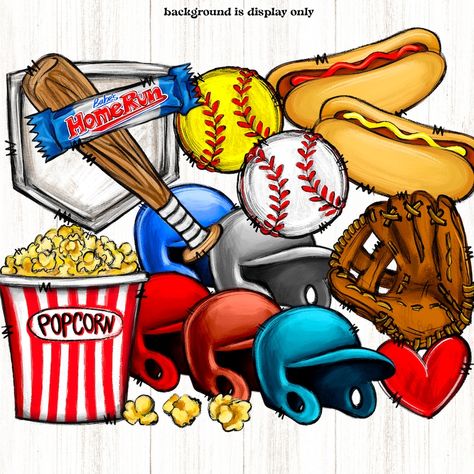 Corn Images, Softball Designs, Softball Clipart, Softball Helmet, Dtf Designs, Baseball Crafts, Popcorn Bucket, Png Art, Baseball Pictures