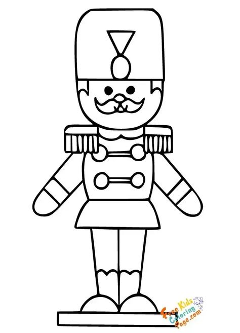 christmas toy soldier coloring sheet - Free Kids Coloring Page How To Draw Nutcracker, Nutcracker Applique Pattern, Nutcracker Drawing Easy, Nutcracker Drawing, Printable For Preschool, Picture To Color, Nutcracker Image, Coloring Book Christmas, Christmas Toy Soldiers