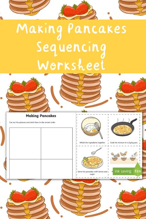 Cooking can be a whole load of fun, and unlike your other activities, it’s tasty, too! So, if you’re looking for ways to work on skills like visual literacy, then we’re hoping this tantalising worksheet is enough to whet your appetite. Oat Pancake Recipe, Pancake Tuesday, Sequencing Worksheets, Shrove Tuesday, Visual Literacy, Oat Pancakes, Pancake Day, How To Make Pancakes, Sequencing Activities