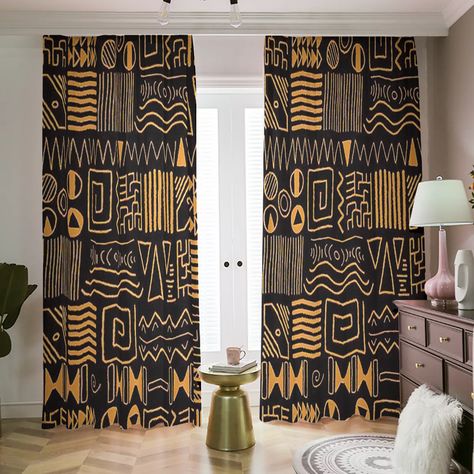 African Curtains, African Decor Living Room, Mudcloth Pattern, African Interior Design, African Inspired Decor, African Interior, Dining Rug, Privacy And Security, African Mudcloth