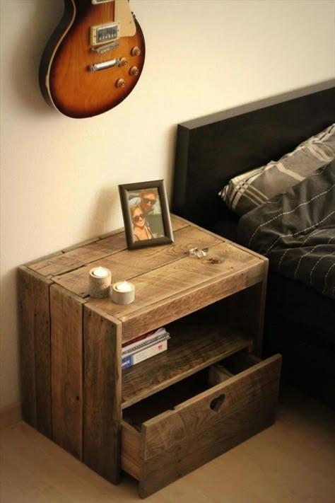 DIY Pallet Nightstand | 99 Pallets Nightstand Ideas, Pallet Projects Furniture, Прикроватные Тумбочки, Recycled Pallets, Pallet Crafts, Wood Pallet Projects, Diy Pallet Projects, Diy Pallet Furniture, Pallet Projects