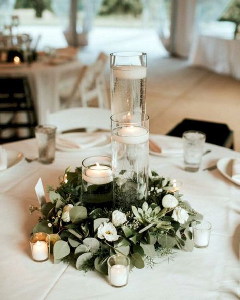 Greenery Wedding Decor Ideas 25+ Ideas | Wedding Forward Greenery Wedding Decor, Candle Wedding Centerpieces, Budget Friendly Wedding, Beautiful Beach Wedding, Reception Centerpieces, Wedding Table Flowers, Wedding 2025, Wedding Centerpieces Diy, Wedding 2024