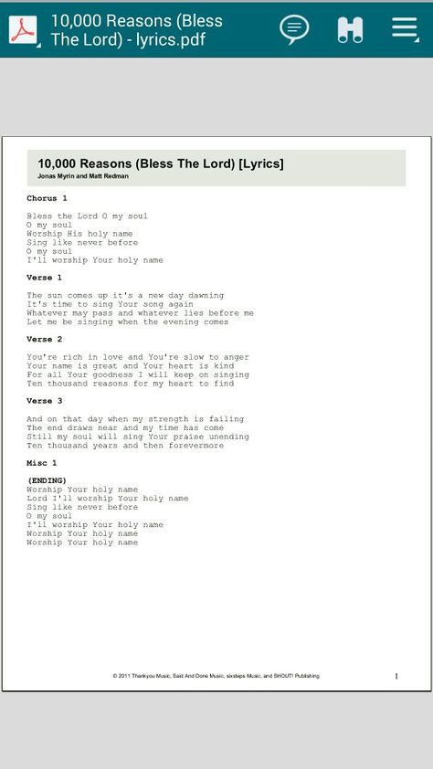 10,000 Reasons (Bless the Lord) lyrics 10 000 Reasons Matt Redman Lyrics, 10 000 Reasons, Bless The Lord, Chorus, The Lord, Worship, Singing, 10 Things, Quick Saves