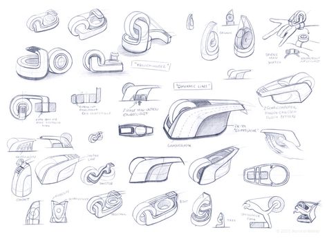 My task was to design a tape dispenser which fits to a well-known sports apparel brand, the basic requirements being that it uses regular tape rolls and has a space to store a spare roll. #designsketching #designchallenge #drawing Ideation Sketches Design Products, Tape Dispenser Sketch, Tape Dispenser Design, Ideation Sketches, Tape Drawing, Product Design Portfolio, Desk Organiser, Furniture Details Design, Scotch Tape