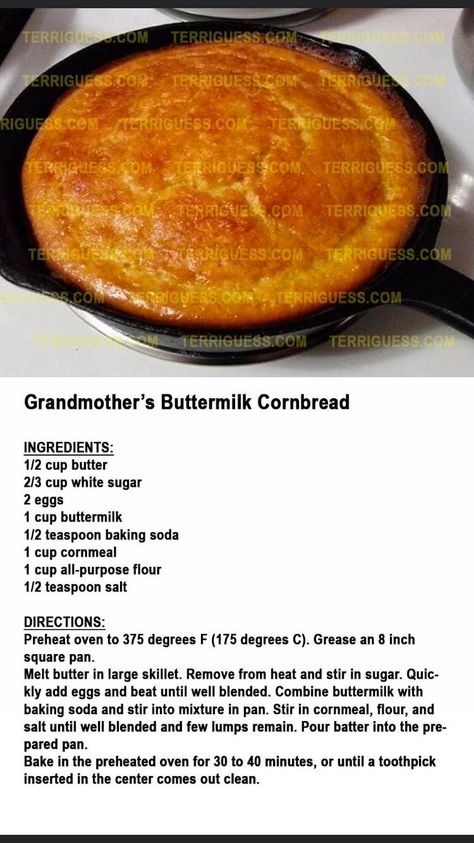 Sweet Bread Recipes Homemade, Sweet Bread Recipes, Homemade Bread Recipes, Easy Cornbread Recipe, Best Cornbread Recipe, Cornbread Recipe Sweet, Buttermilk Cornbread, Homemade Bread Recipes Easy, Homemade Bread Easy