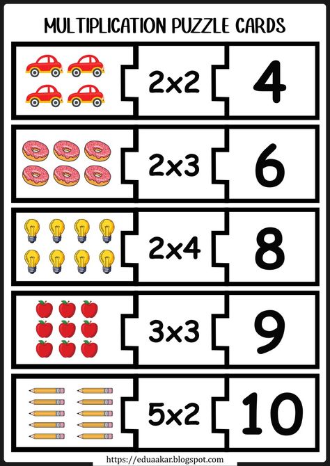 Free Printable Multiplication Flashcards, Multiplication Printables, Multiplication Puzzles, Free Multiplication Worksheets, Multiplication Cards, Math Multiplication Worksheets, Multiplication Flashcards, Puzzle Cards, Beginning Sounds Worksheets