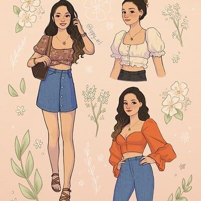 ArtStation - Times of Day Character Inspo, Arte Inspo, Wow Art, Fashion Design Drawings, Fashion Design Sketches, Drawing Clothes, Girls Cartoon Art, Fashion Illustrations, Girly Art