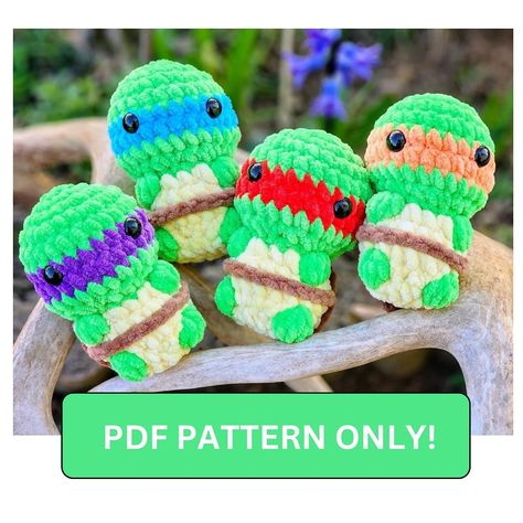 Releasing my Turtle Ninja Pattern, finally!! 💚 Available on my Etsy shop! It’s low sew and beginner friendly ❤️ Link in my bio 💚 #crochet #amigurumi #handmade #crochetinspo #crochetinspiration #crochetlove #crochetaddict #shopsmall #crochetplushies #handmadeplushies #yarnlover #amigurumilove #crochettoys #handmadetoys #amigurumiplush #crochetgifts #handmadegifts #crochetplush #handmadeplushie #amigurumidoll #crochetdoll #amigurumicrochet #yarnlove #plushiesofinstagram #crochetpattern #ninjat... Ninja Crochet, Ninja Turtle Crochet, Crochet Booth, Nerdy Crochet Patterns, Crochet Stuffy, Diy Crochet Animals, Nerdy Crochet, Turtle Crochet Pattern, Turtle Ninja