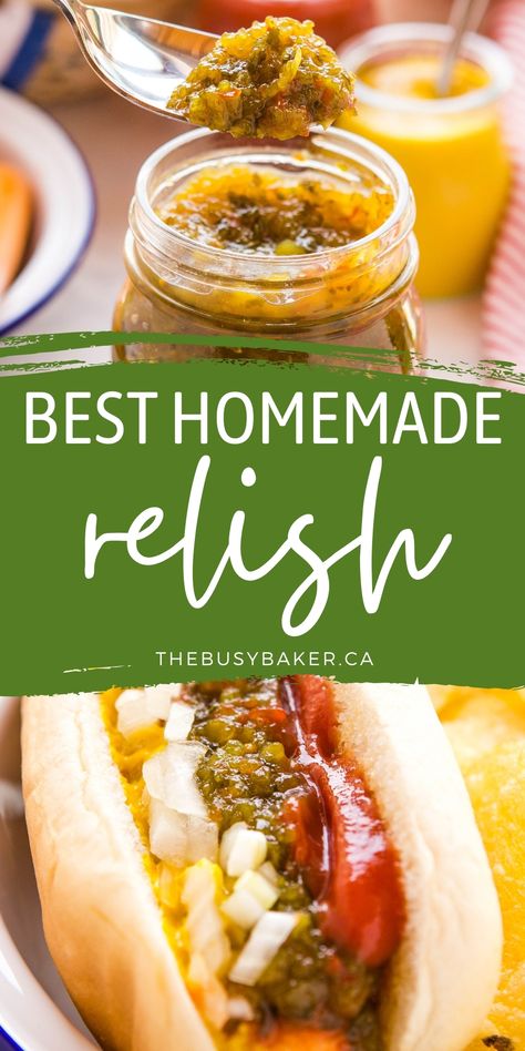 Hamburger Relish Recipe, Hamburger Relish, Hot Dog Relish Recipe, Homemade Relish, Hot Dog Relish, Burger Sauces Recipe, Pickled Foods, Relish Recipe, Canning Vegetables