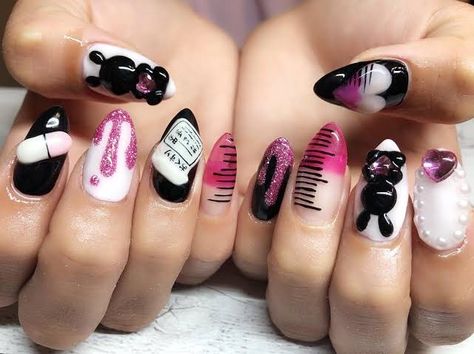 Kawaii Nail Art, Nails 2017, Anime Nails, Yami Kawaii, Pretty Gel Nails, Really Cute Nails, Kawaii Nails, Nails Desing, Dream Nails