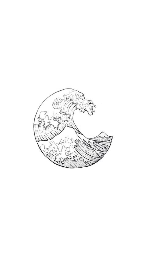 Hipster Drawings, Aquarius Tattoo, Yin Yang Tattoos, Circle Tattoos, Muster Tattoos, Small Girl Tattoos, Tattoo Style Drawings, Japan Tattoo, Waves Tattoo