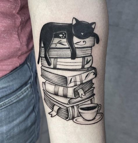 Literature Tattoos, Bookworm Tattoo, Writer Tattoo, Book Inspired Tattoos, Reading Tattoo, Literary Tattoo, Book Lover Tattoo, Tea Tattoo, Bookish Tattoos