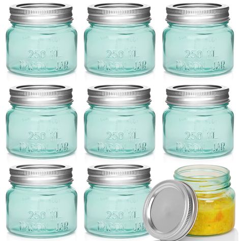 PRICES MAY VARY. SET OF 8 CUTE COLORFUL CANNING JARS: The colors are cute, just putting them in the kitchen will make the mood even happier! HIGH QUALITY MINI MASON JARS: Made of food grade glass, thick and durable. Reusable throughout the year. Compact and portable, with a leak proof lid. VERSATILE USES: You can use it as spice jars, candle jars, honey jar, small glass containers, baby food jars, honey jars, overnight oats jars, candy jars, jelly jars, jam jars, or decorative jar for small part Jelly Food, Small Glass Containers, Honey Jam, Glass Jar With Lid, Colored Mason Jars, Mini Mason Jars, Glass Spice Jars, Small Mason Jars, Baby Food Jars