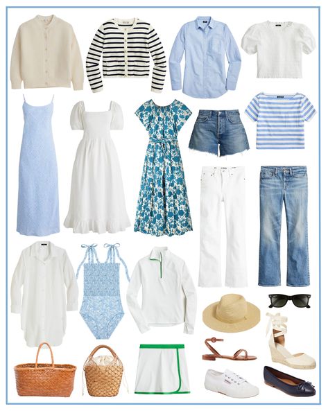 White Smocked Dress, Striped Tee Dress, Capsule Wardrobe Women, Spring Summer Capsule Wardrobe, Preppy Spring, Spring Vacation, Clothes And Shoes, Summer Capsule Wardrobe, Fashion Capsule