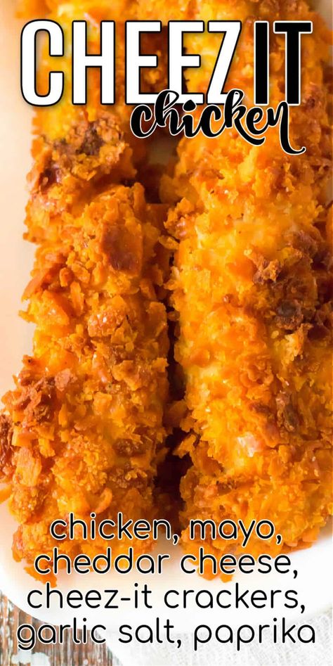 BEST CHEEZ IT CHICKEN RECIPE Cheezit Chicken, Cheese It Chicken, Cheeze It Chicken, Cheez It Chicken, Gluten Free Cheese Crackers, Cheesey Chicken, Pescetarian Recipes, Chicken Dip Recipe, Chicken Tender